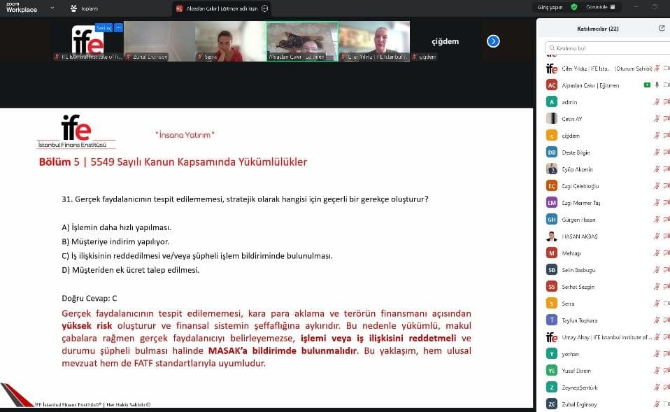 MASAK Uyum Görevlisi Yetkilendirme Sınavı hazırlık eğitimi - online sınıf